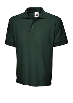 Uneek Clothing UC104 250GSM Ultimate Poloshirt in bottle green with short sleeves, collar and three button plackett.