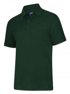 Uneek Clothing UC108 - 220GSM DELUXE POLOSHIRT in bottle green with short sleeves, collar and three button plackett.