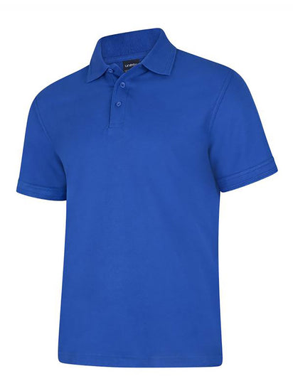 Uneek Clothing UC108 - 220GSM DELUXE POLOSHIRT in royal blue with short sleeves, collar and three button plackett.