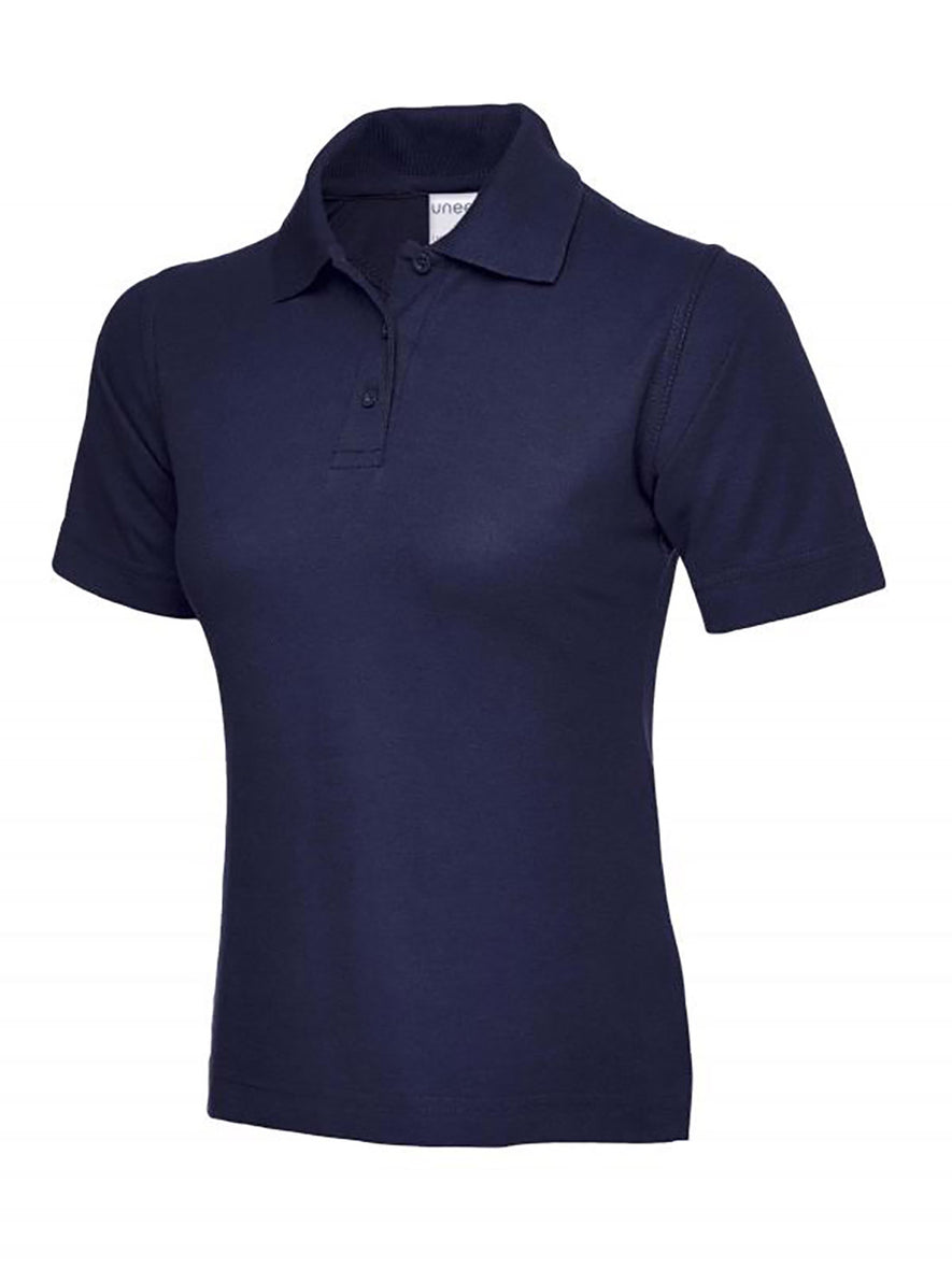 Uneek Clothing UC115 180GSM Ladies Polo Shirt with short sleeves, collar and three button plackett in french navy.