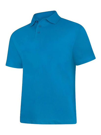 Uneek Clothing UC115 180GSM Ladies Polo Shirt with short sleeves, collar and three button plackett in sapphire blue.