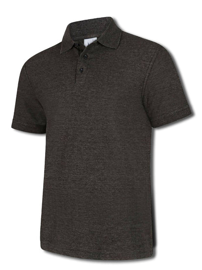 Uneek Clothing UC124 175GSM Olympic Poloshirt in charcoal with short sleeves, collar and three button plackett.