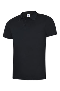 Uneek Clothing UC127 200GSM Mens Super CoolWorkwear Poloshirt with short sleeves in black with black buttons and collar.