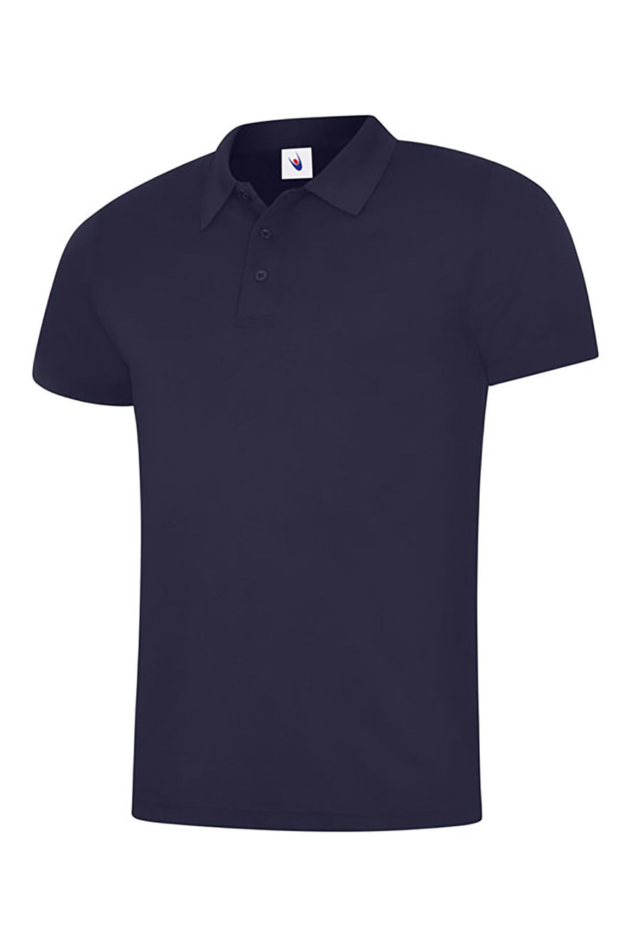 Uneek Clothing UC127 200GSM Mens Super CoolWorkwear Poloshirt with short sleeves in navy with navy buttons and collar.