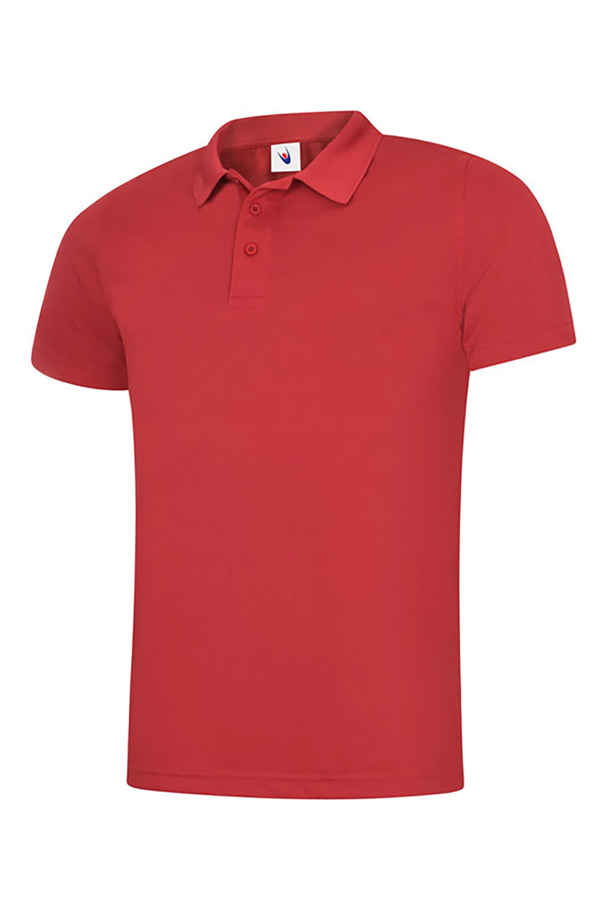 Uneek Clothing UC127 200GSM Mens Super CoolWorkwear Poloshirt with short sleeves in red with red buttons and collar.