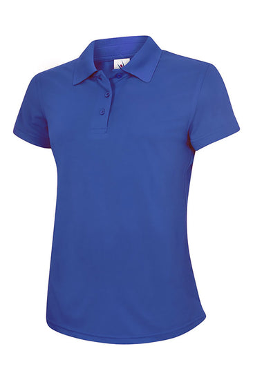 Uneek Clothing UC128 Ladies Super Cool Workwear Poloshirt with short sleeves in royal blue with royal blue buttons and collar.