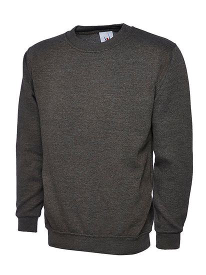 Uneek Clothing UC203 300GSM Classic Sweatshirt long sleeves and round neck in charcoal with elasticated bottom.
