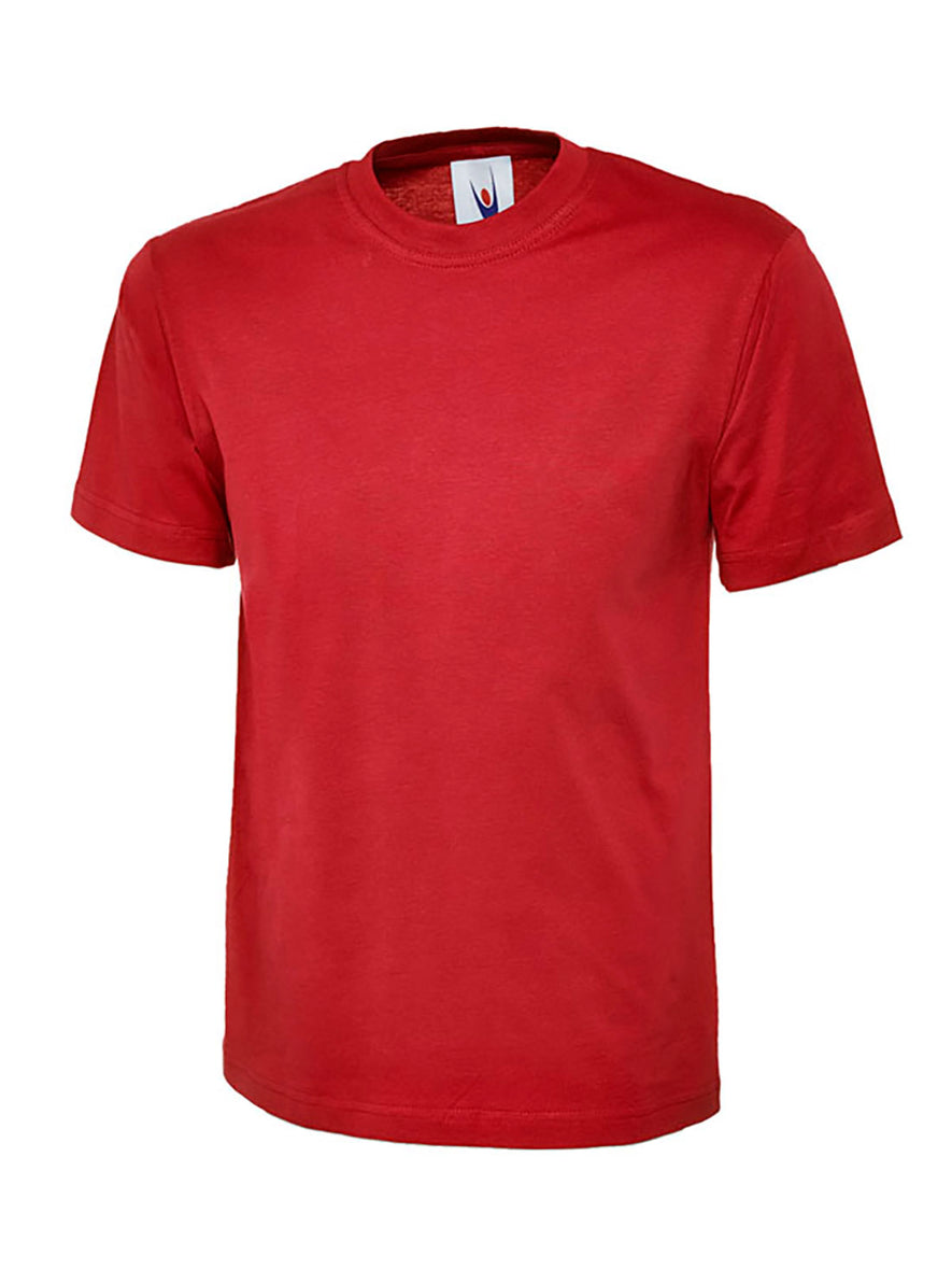 Uneek Clothing UC301 180 GSM Classic T-shirt with short sleeves and round neck in red.