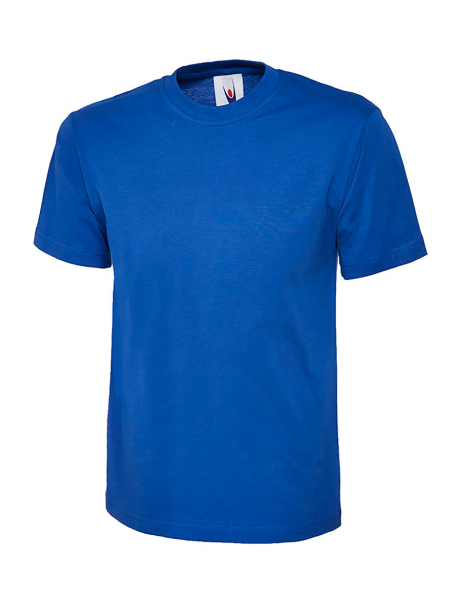 Uneek Clothing UC301 180 GSM Classic T-shirt with short sleeves and round neck in royal blue.