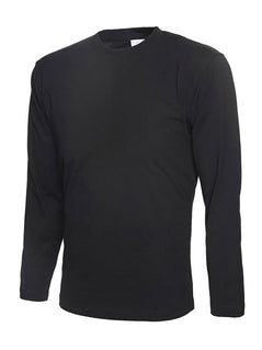 Uneek Clothing UC314 180 Mens Long Sleeve T-shirt with round neck in black.