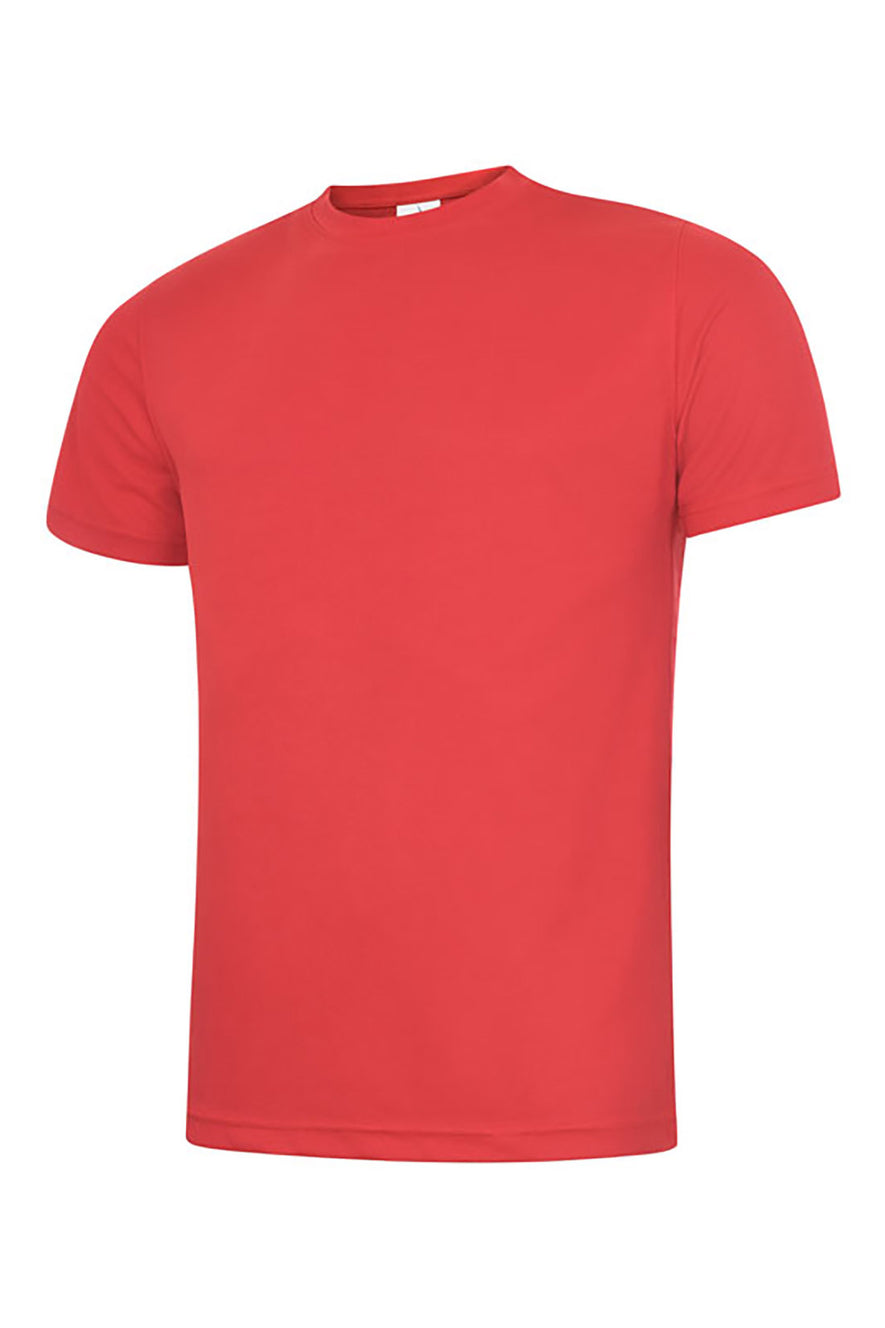 Uneek Clothing UC315 - 140 GSM Ultra Cool T-shirt with short sleeves and round neck in red.