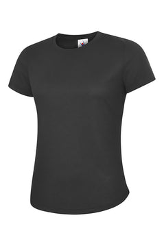 Uneek Clothing UC316 - Ladies 140GSM Ultra Cool T-shirt crew neck short sleeve in black.
