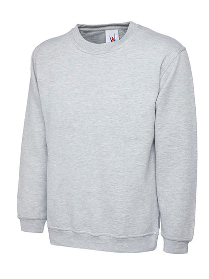 Uneek Clothing UC511 - Ladies Deluxe Crew Neck Sweatshirt long sleeve in heather grey elasticated bottom and wrists. 