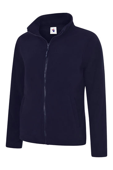 Uneek Clothing UC608 Ladies Classic Full Zip Fleece Jacket in navy with full zip fastening and and two lower front pockets.