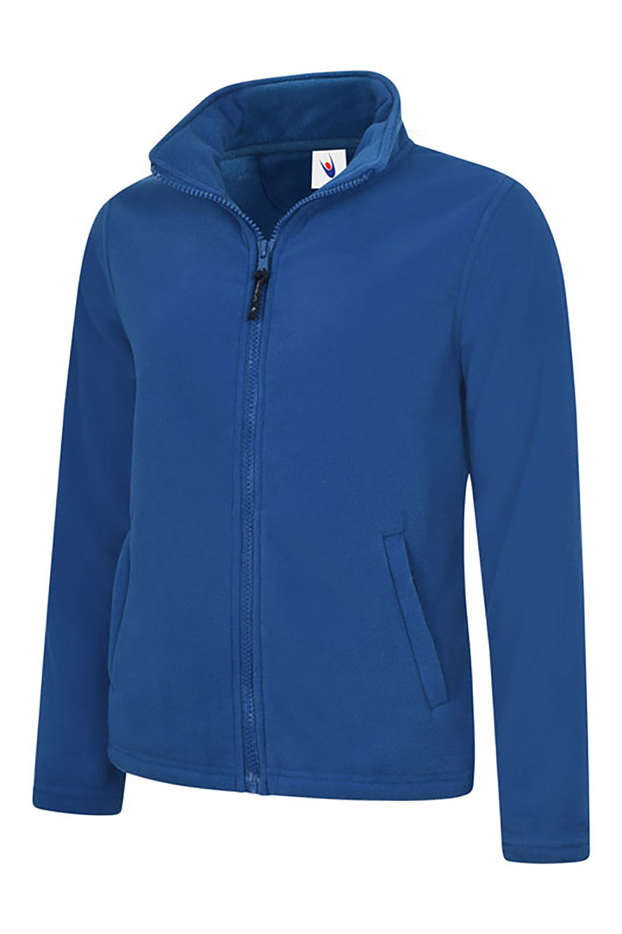 Uneek Clothing UC608 Ladies Classic Full Zip Fleece Jacket in royal blue with full zip fastening and and two lower front pockets.