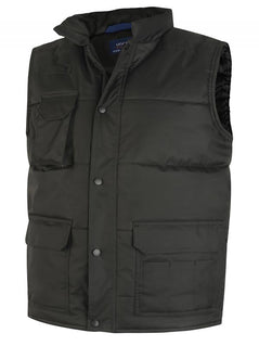 Uneek Clothing UC640 -Super Pro Body Warmer padded with pockets on right chest and two on front with flaps in black.