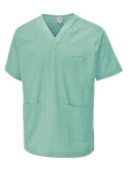 Uneek Clothing Scrub Tunic in aqua with v neck, short sleeves, left chest pocket and two lower front pockets.