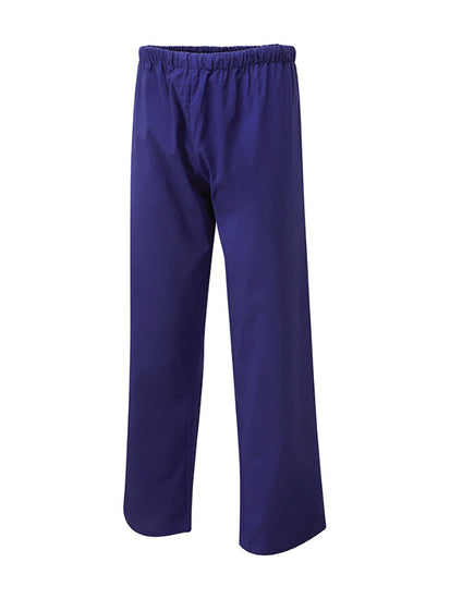 Uneek Clothing Scrub Trousers in royal blue with elasticated waist.