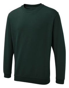 Uneek Clothing UX3 The UX Sweatshirt in bottle green with long sleeves, crew neck and elasticated wrists and bottom.