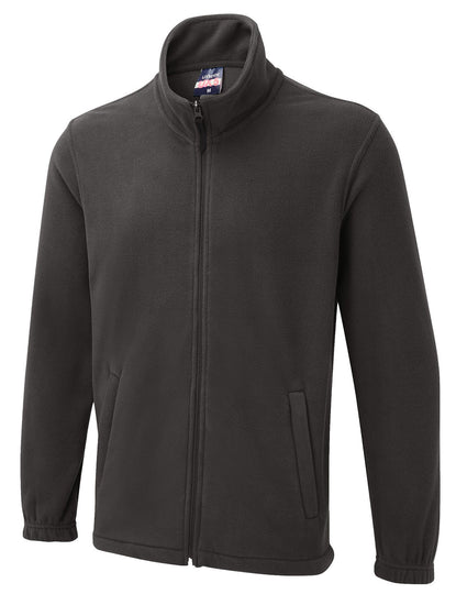 Uneek Clothing UX5 The UX Full Zip Fleece in charcoal with two lower pockets with zip fastenings and elasticated wrists.