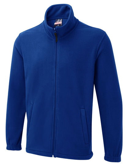 Uneek Clothing UX5 The UX Full Zip Fleece in royal blue with two lower pockets with zip fastenings and elasticated wrists.