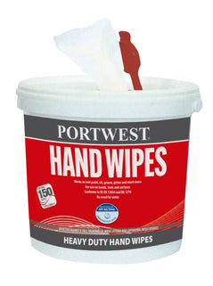 White hand Portwest wipes in a white tub.
