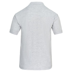 Back of Orn Workwear Eagle Poloshirt with button up collar in ash.