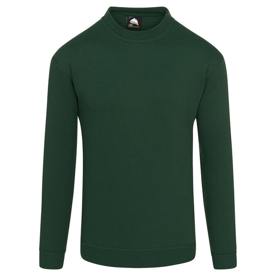 Orn Workwear Kite Sweatshirt with round neck collar in bottle green.