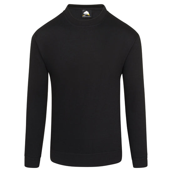 Orn Workwear Kite Sweatshirt with round neck collar in black.