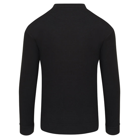 Back of Orn Workwear Kite Sweatshirt with round neck collar in black.