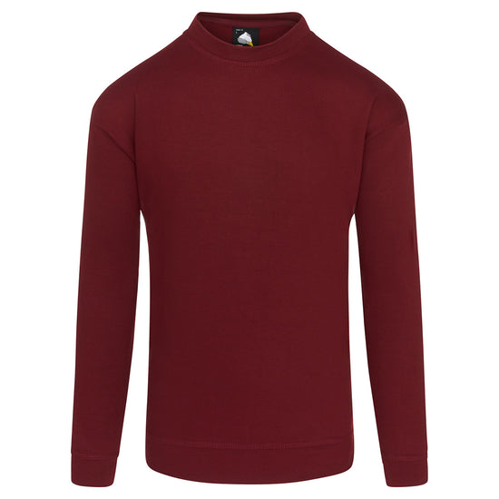Orn Workwear Kite Sweatshirt with round neck collar in burgundy.