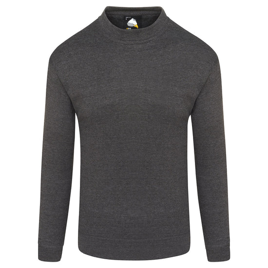 Orn Workwear Kite Sweatshirt with round neck collar in charcoal.