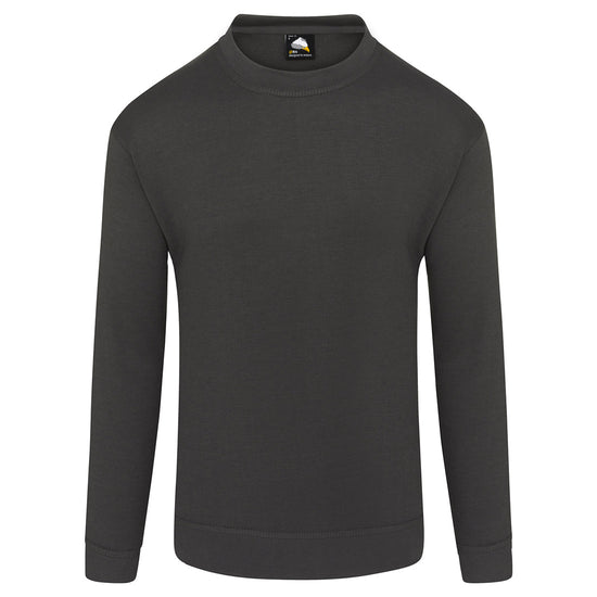Orn Workwear Kite Sweatshirt with round neck collar in graphite.