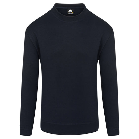 Orn Workwear Kite Sweatshirt with round neck collar in navy.