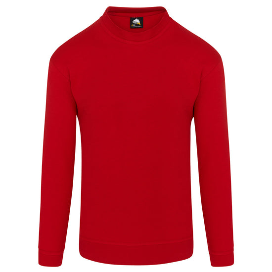 Orn Workwear Kite Sweatshirt with round neck collar in red.