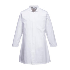White Collared Mens Long Food Coat