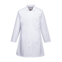 White Collared Mens Long Food Coat