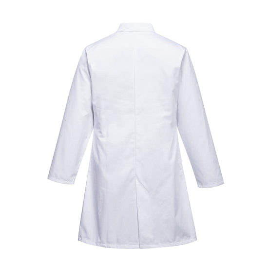 White Collared Mens Long Food Coat