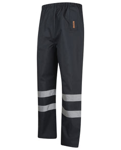 Navy Hi vis over trousers Trousers have two hi vis bands and elasticated waist for tightening.