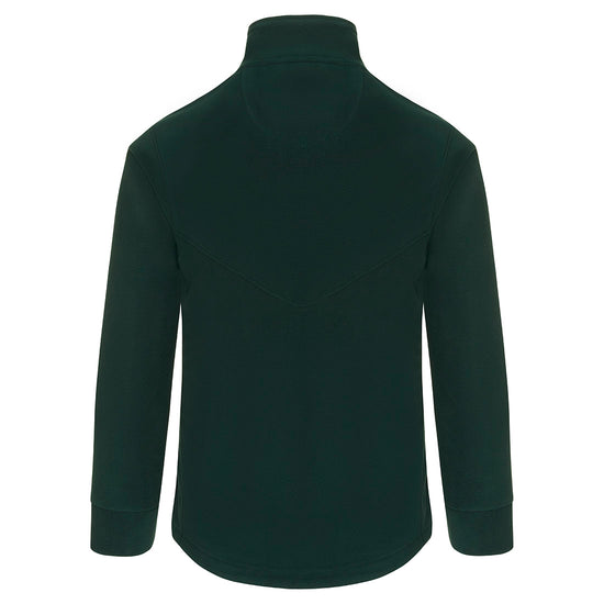 Back of Orn Workwear Albatross Fleece in bottle green with full zip fasten.