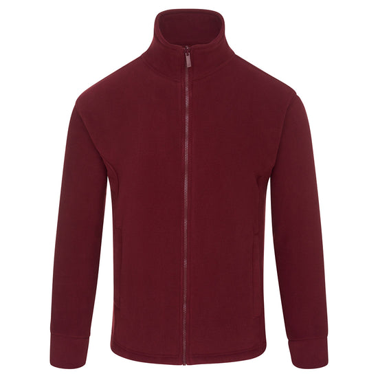 Orn Workwear Albatross Fleece in burgundy with full zip fasten.