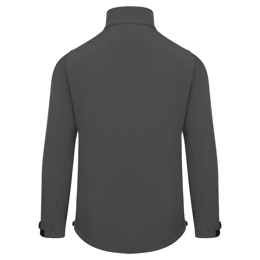 Back of Orn Workwear Tern Softshell in graphite grey.