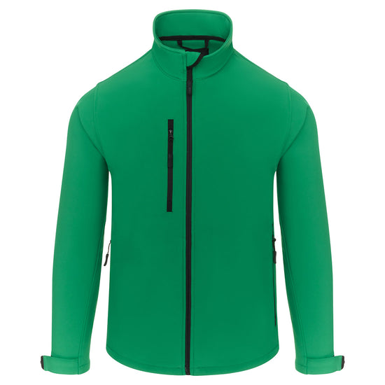 Orn Workwear Tern Softshell in kelly green with full zip fasten and right chest pocket.