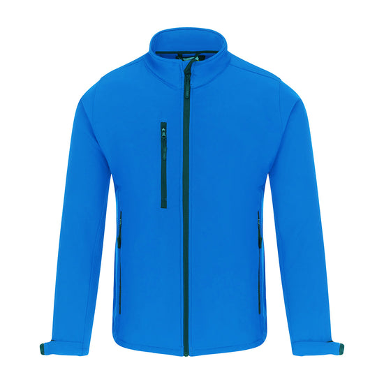Orn Workwear Tern Softshell in reflex blue with full zip fasten and right chest pocket.