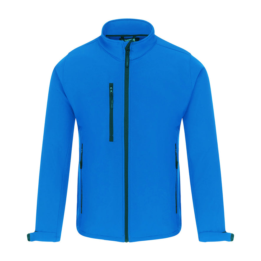 Orn Workwear Tern Softshell in reflex blue with full zip fasten and right chest pocket.