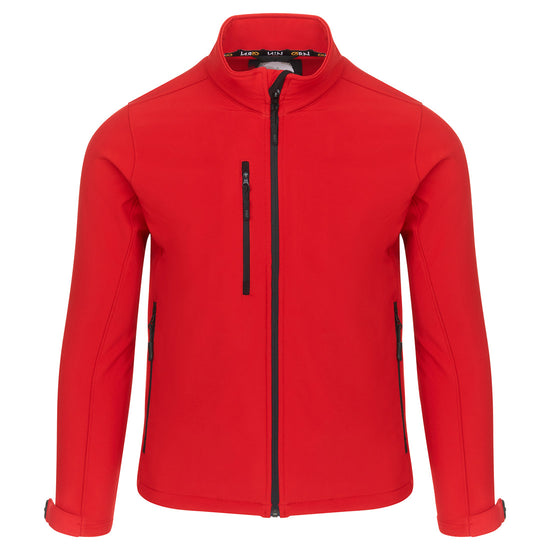 Orn Workwear Tern Softshell in red with full zip fasten and right chest pocket.