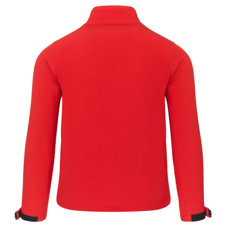Back of Orn Workwear Tern Softshell in red.