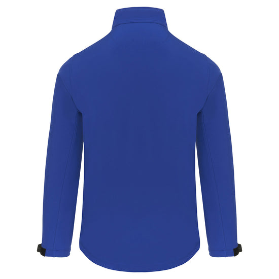 Back of Orn Workwear Tern Softshell in royal blue.