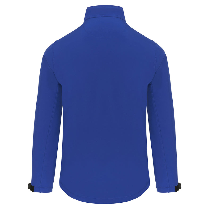Back of Orn Workwear Tern Softshell in royal blue.