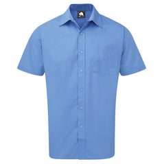 Orn Workwear ORN Essential Short Sleeve Shirt in black with black buttons, pocket on left chest and collar.